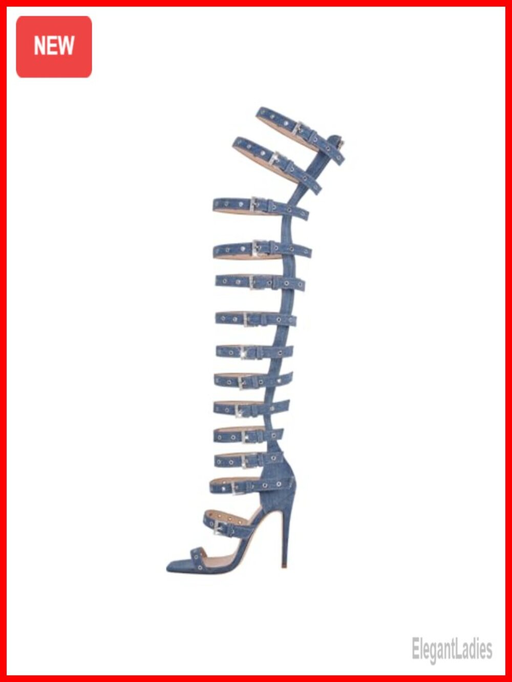 Square Toe Gladiator High Heels Back Zipper Adjustable Buckles Heeled Sandals